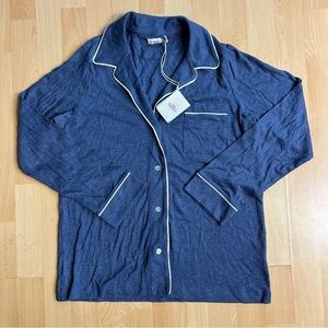 NWT Faherty Cloud PJ Top Heathered Blue Pima Cotton Modal Soft Cozy